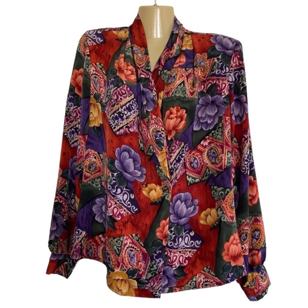 Vintage Artcore Draped V Neck Blouse